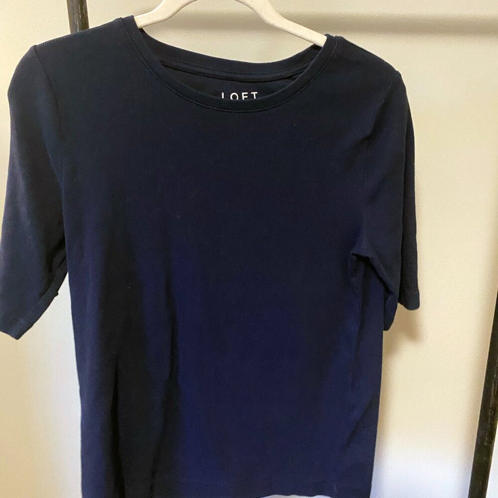 Loft ribbed tee, XL, Navy